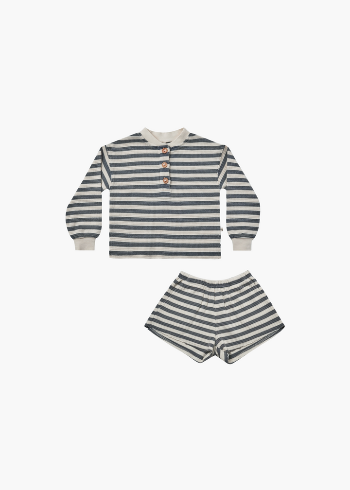 Waffle Knit Set || Navy Stripe - FINAL SALE