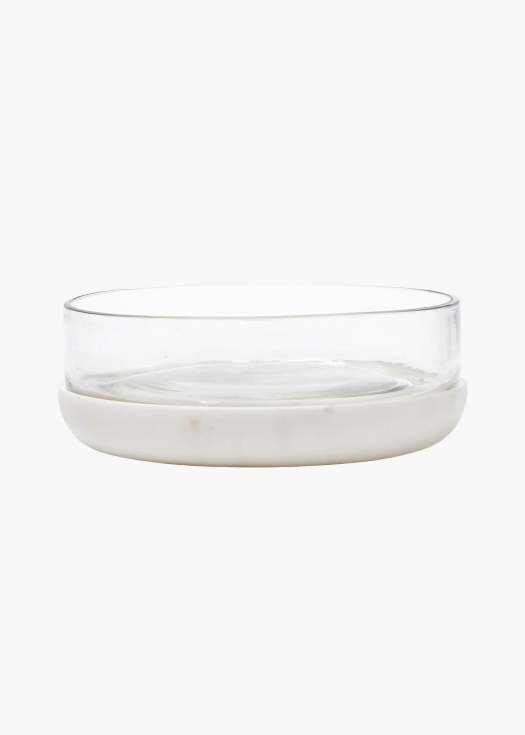 White Marble + Glass Bowl