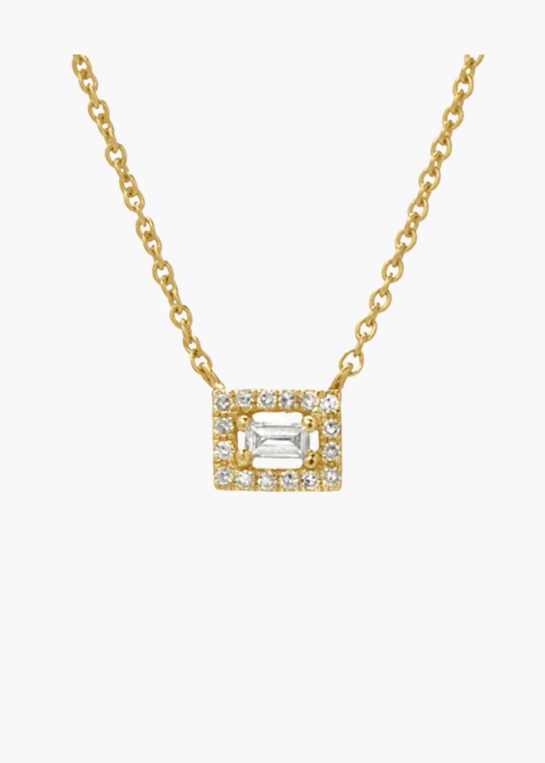 Halo Baguette Diamond Necklace