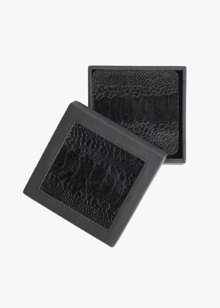 Ostrich Shin Coasters - Black