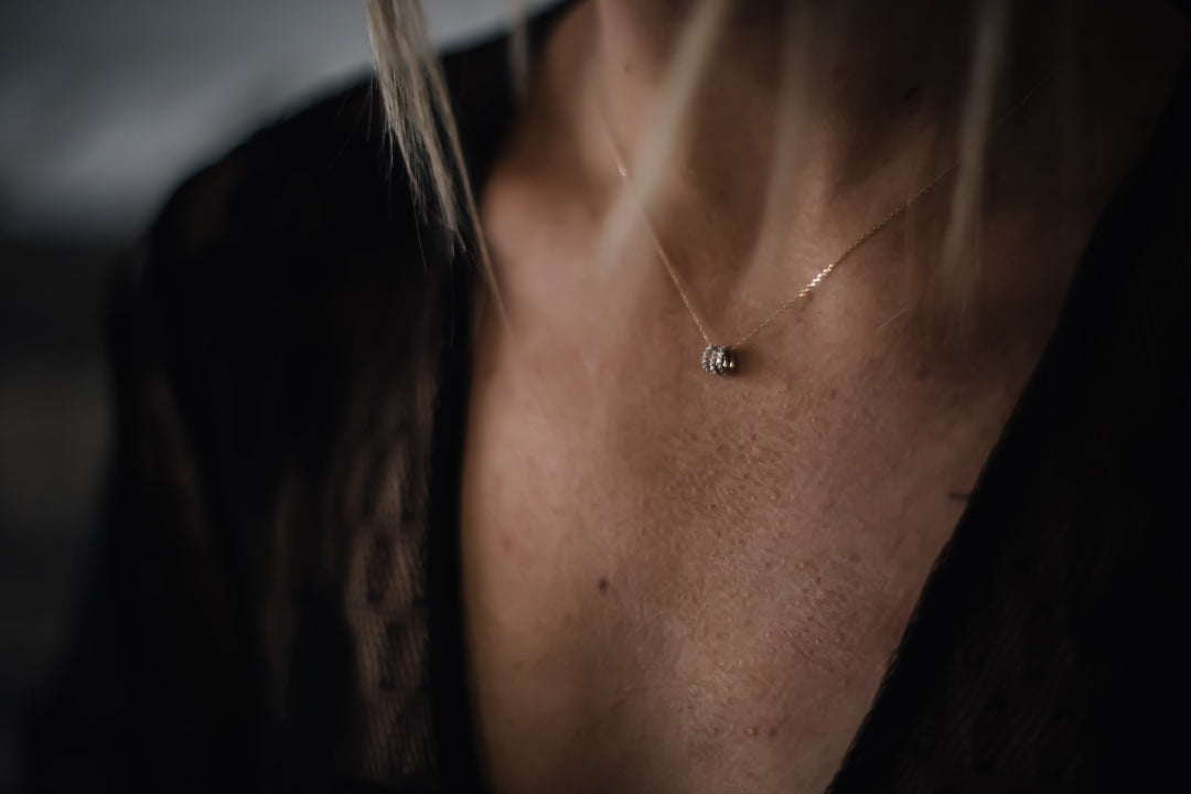 Tiny 3 Pave Beads Necklace - Macy Carlisle