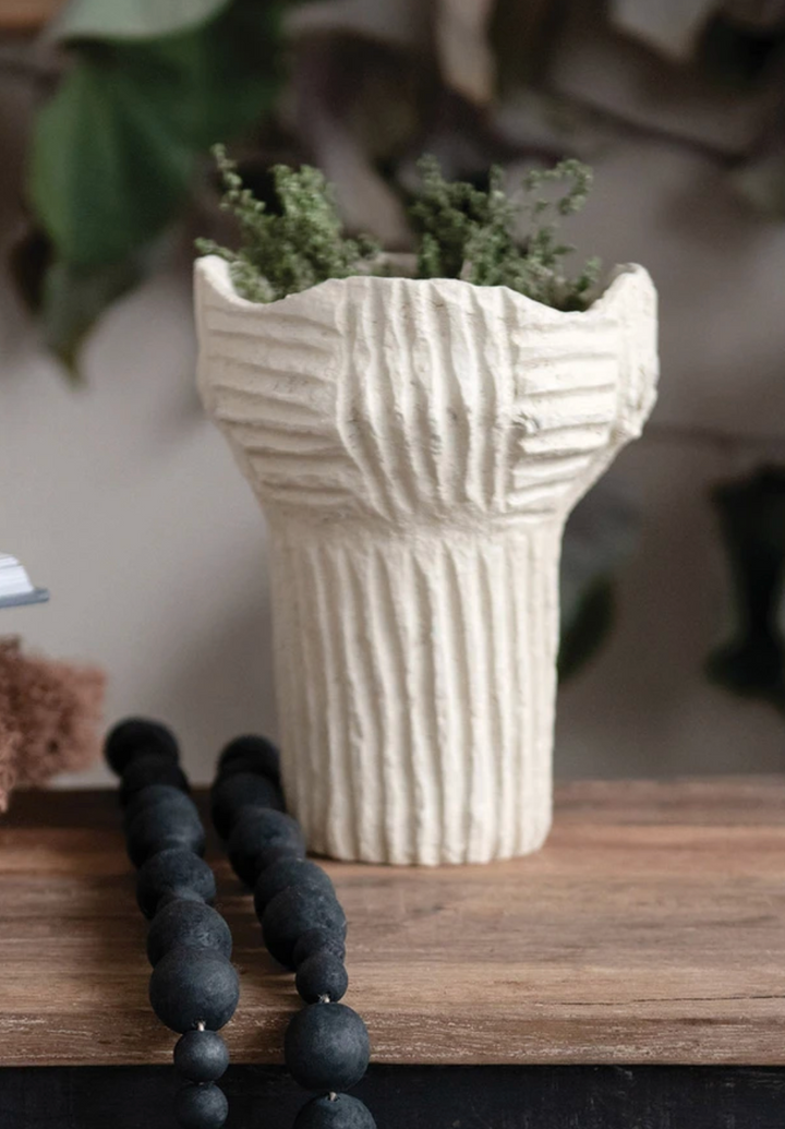 Paper Mache Vase - Natural