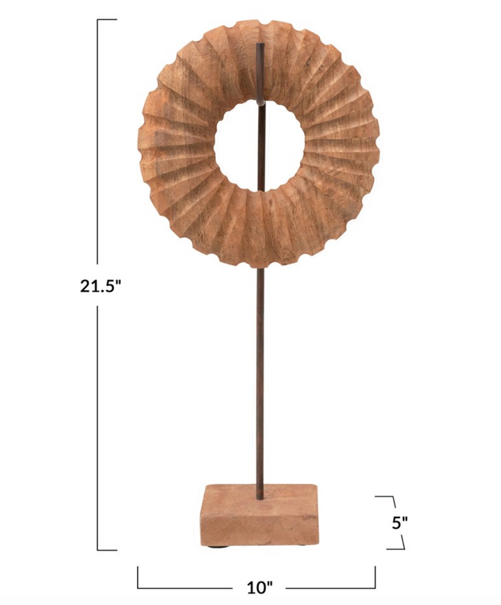 Carved Mango Circle on Stand