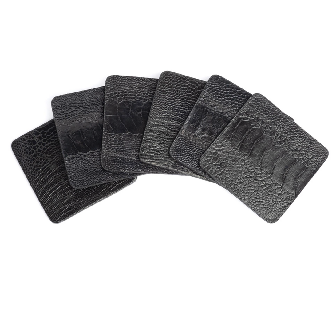 Ostrich Shin Coasters - Black