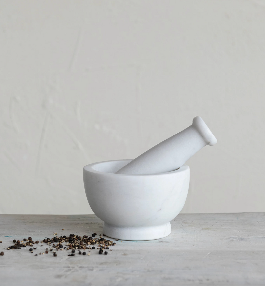 White Marble Mortar & Pestle